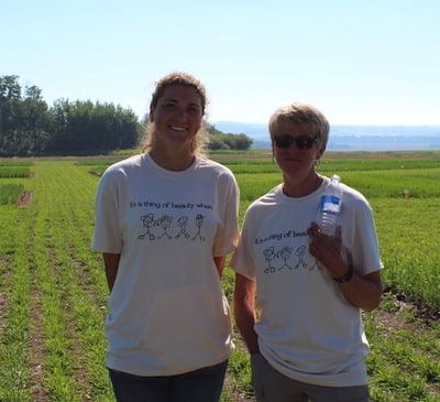 Staff at Beaverlodge Research Farm who help with UCC: Hannah Senft - Summer Student (L); Irene Murray - Agronomy Technician (R). Missing - Trina Drummond - Summer Student